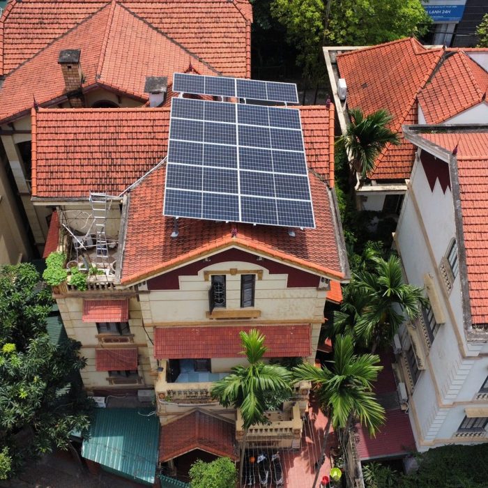 hệ thống điện mặt trời hòa lưới bám tải 6.6kwp cho tòa nhà văn phòng