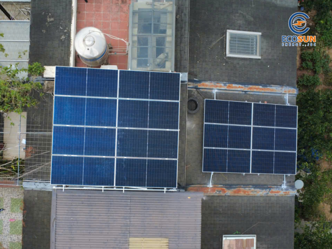 Hệ thống điện mặt trời 9kWp sử dụng 14 tấm pin JA Solar và pin lưu trữ Growatt 16kWh cho hộ gia đình tại Ecopark.